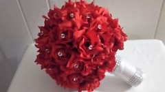 ROSE BOUQUET/RED/SILVER/WHITE/RHINESTONES