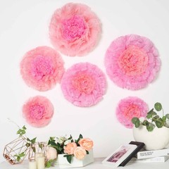 6 pack 7″ 9″ 11″ Blush and Pink Tissue Paper Carnation Flowers Backdrop