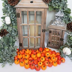 Winlyn 64 Pcs Mini Fall Artificial Harvest Pumpkins Orange Faux Foam