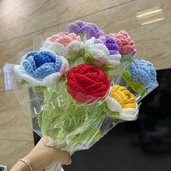 JOONOR 8PCS Hand-Woven Roses,Knitting Crochet Flower Multi(8pcs)