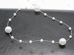 60 Meter White Pearl Beaded Garland Wedding Bouquet Decoration Craft on Spool