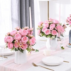 2 Packs Peonies Artificial Flowers, Light Pink Artificial Peonies, Silk Peonies