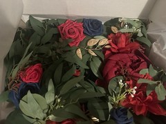 Ling’s Moment 6FT Flower Garland Wed Decor Eucalyptus and Rose, Burgundy & Navy