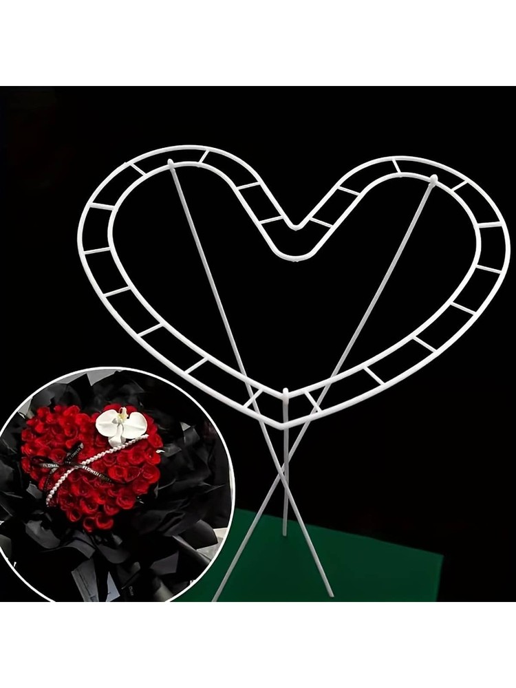 Heart Shape 6pcs Flower Bouquet Holder With Support Rods For DIY Wedding Gifts