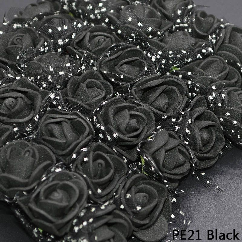 144pcs 2cm Mini Artificial Rose Flower Heads W/ Tulle Scrapbooking DIY Decor NEW
