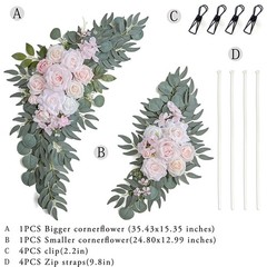 Olalaka Pink Wedding Arch Flowers Set of 2 for Welcome & Ivory