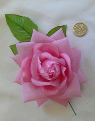 LT PINK 14cm Across with Leaves & Stem TROPICAL BRIGHT Selection Fabric ROSE HU