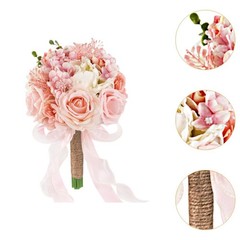 12inch Silk Roses Bridesmaid Wedding Bouquet Romantic Handmade for Home