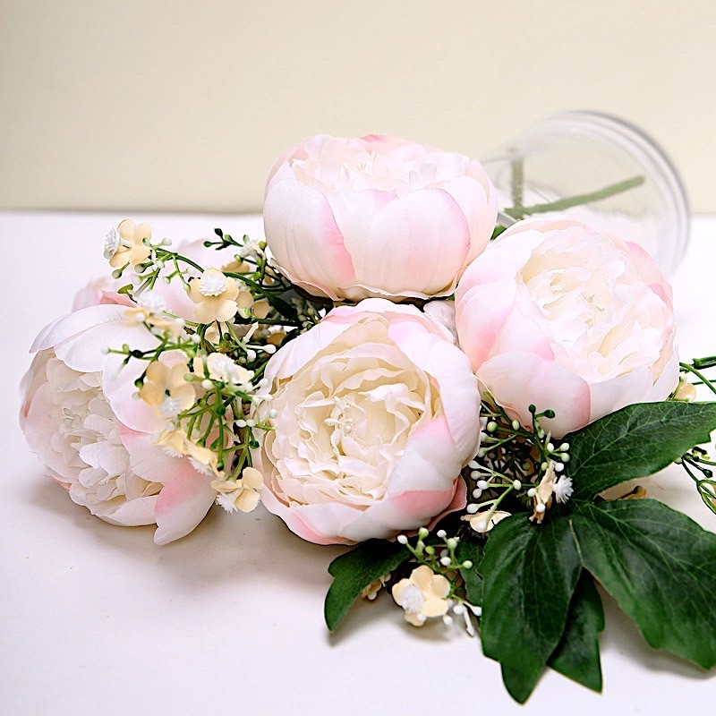 10 BLUSH 3″ Faux SILK PEONY FLOWER Heads Wedding Party Events Home Decorations