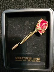 Rose Boutonniere 24kt Gold Plated VTG 80s