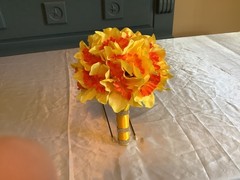 Yellow and orange silk Daffodil bouquet