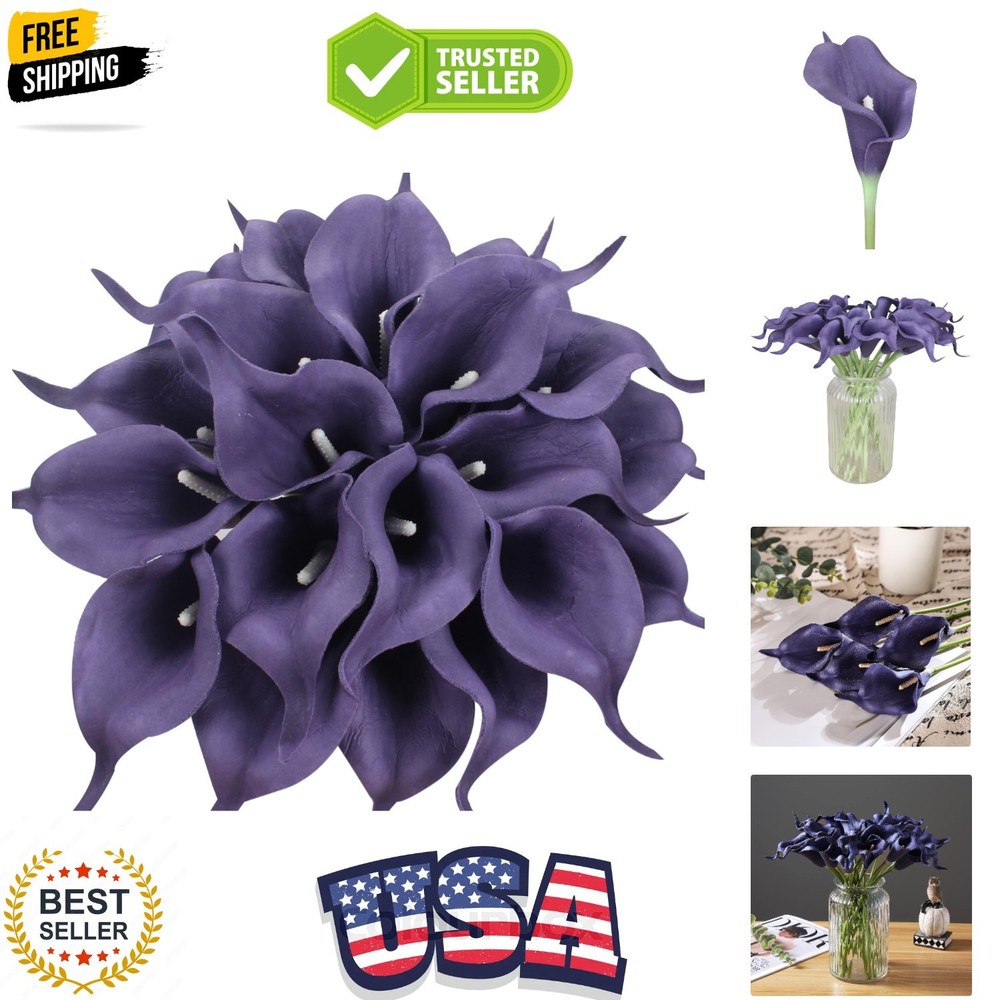 20pcs Calla Lily Bridal Wedding Bouquet Lataex Real Touch Artificial Flower H…