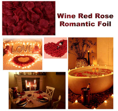 1000PCS Wine Red Fake Rose Petals for Romantic Night Romantic Festive Atmosphere