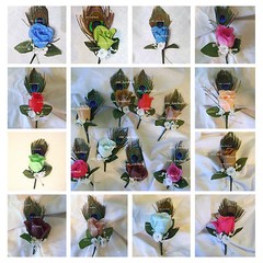 Peacock feather Rose Pin Boutonniere~Pin Corsage~your choice~Groom~Prom~Wedding
