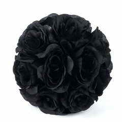 2 BLACK 7″ Silk Roses Flowers Kissing Balls Wedding Party Events Centerpieces
