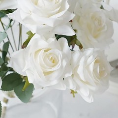 IVORY 2 Bushes 17″ Silk Roses Artificial FLOWERS Bouquets Party Decorations