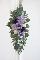 Lilac Artificial Wedding Arch Flowers Kit (Pack of 3) with 26Ft White Shiny A…