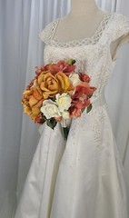 Rose, Peaches and Cream Faux Silk Bridal Bouquet