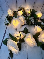 Wilton Lighted Bridal Garland Organza Roses Wedding Battery 6 Feet