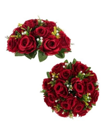 Flower Balls Wedding Rose Centerpieces: Pcs Red Fake Flowers Kissing 2 Crimson