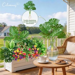 Artificial Plants Outdoor,18PCS UV Resistant Fake Greenery&Flowers with Stems…