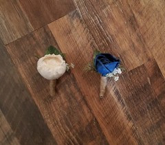Navy Blue Gray Bridal Bouquet and Sola Wood Natural Lasting Wedding Prom Flowers