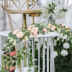 2 Pcs Pink 6.6Ft Artificial Eucalyptus Flower Garland with Fake Rose Pink-2pcs