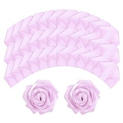 100pcs Eternal Roses Petals, Premade Satin Ribbon Flowers, Crystal Purple