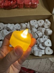 Artificial Red Rose Petals and White LED Tea Lights Wedding Decorations