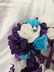 Wedding Bouquet Package, Turquoise, Purple, White, Flower Set 12 Pieces