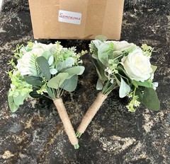 Bridesmaid Bouquets 2 Piece Ivory White Artificial Flowers Bouquet for Brides