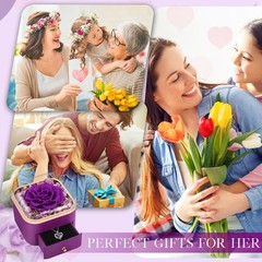 Beferr Valentines Day Gifts for Her Preserved Real Rose with 16 cm, A Purple