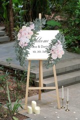 Olalaka Pink Wedding Arch Flowers Set of 2 for Welcome & Ivory