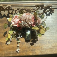 Beautiful Bridal Wedding Bouquet Budget Handmade Faux Flowers White-Pink Green