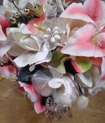 Handmade Wedding Bouquet Pink And White With Jewels Beautiful Made In 2010