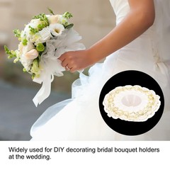 4Pcs Lace Bouquet Collar DIY Decoration Wedding Bridal Bouquet Holder Gold Tone