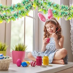 6 Pcs 6.5 ft Easter Metallic Glitter Garlands Easter Mixed Color Chunky
