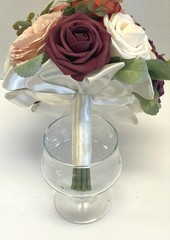 Ling’s Moment Autumn Earthy Burgandy Rose Multi Floral Eucalyptus Bridal Bouquet