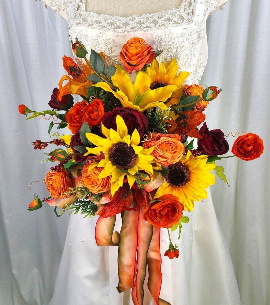 Bright Autumn Medley Faux Silk Bridal Bouquet