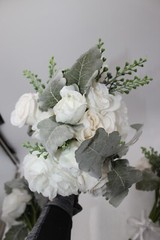 Wedding Artificial Flower Bouquet Lot of 3 Bridesmaid Bridal Flower Girl WHITE