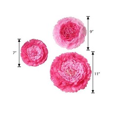 24 pack 7″ 9″ 11″ Fuchsia and Pink Tissue Paper Carnation Flowers Home Backdrop