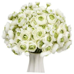 48 Pcs Ranunculus Artificial Flower,Real Touch Peonies Artificial White,green