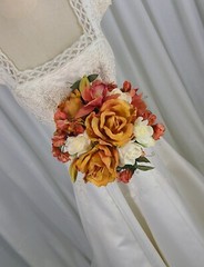 Rose, Peaches and Cream Faux Silk Bridal Bouquet
