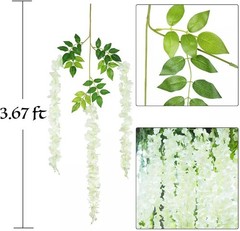 16X Artificial Wisteria Vine Garland Fake Flower Fern Plant Garden Wedding Decor