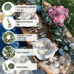 Eucalyptus Garland 6.56 Ft Lush Silver Dollar Leaves Boxwood 1 Pack Green