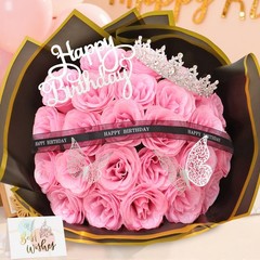 MEIVINES Glitter Roses Bouquet,Birthday Gifts for Women Mom,DIY Fake Pink