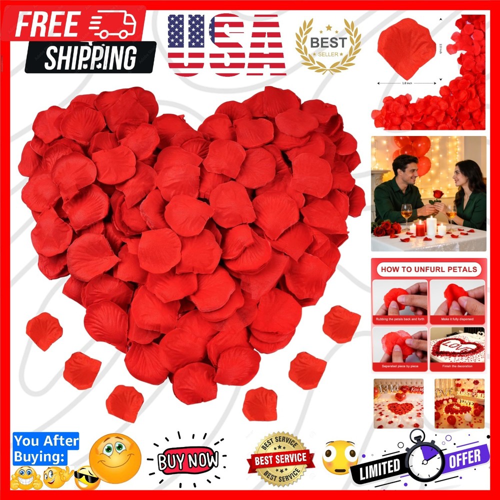 1200 PCS Artificial Silk Rose Petals Decoration for Romantic Night, Wedding, …