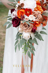 10 Inch Terracotta Wedding Bouquets for Bride Artificial Roses Flower Cascading