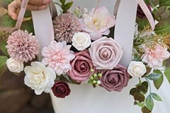 Artificial Flowers Combo Box Set Gradient Color Flower Leaf with Pink Purple