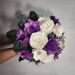 Lilac Lavender Ivory Rose Sola Wood Bridal Wedding Bouquet Accessories